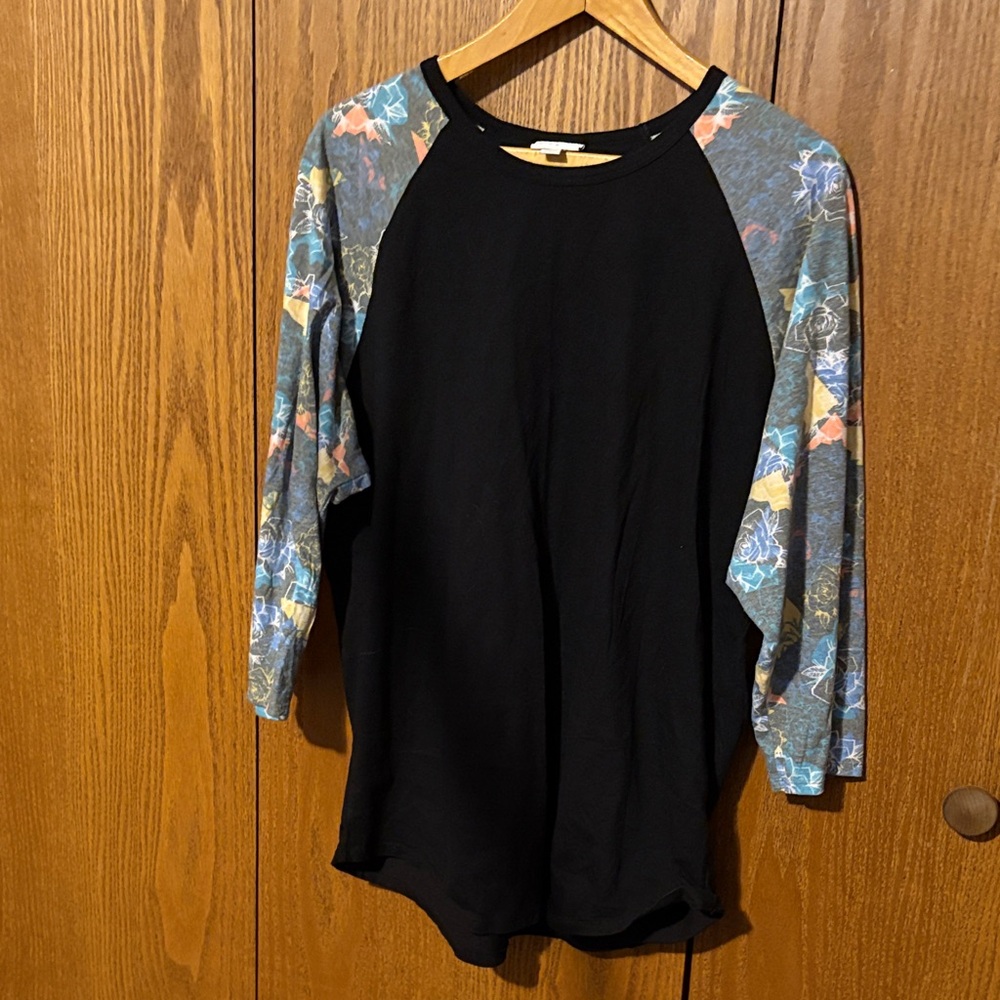 LuLaRoe Black Top with Colorful Sleeves